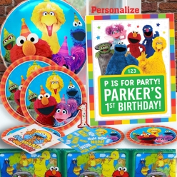 *Sesame Street 1st Bday PERSONALIZED Saver Party Pack For 10